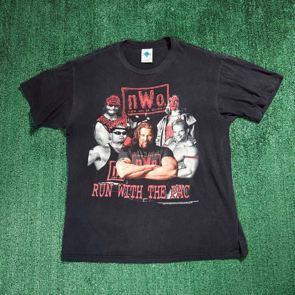 Vintage 1998 WCW NWO Wolfpac 'Run With The Pac' Wrestling T-Shirt XL Wrestling